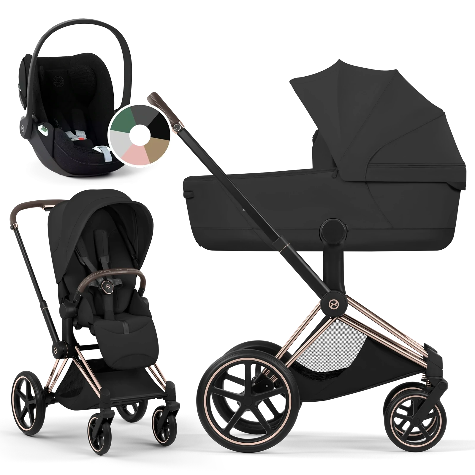 Cybex Priam 5.0 - wózek 3w1 | Sepia Black - Rosegold (Style)