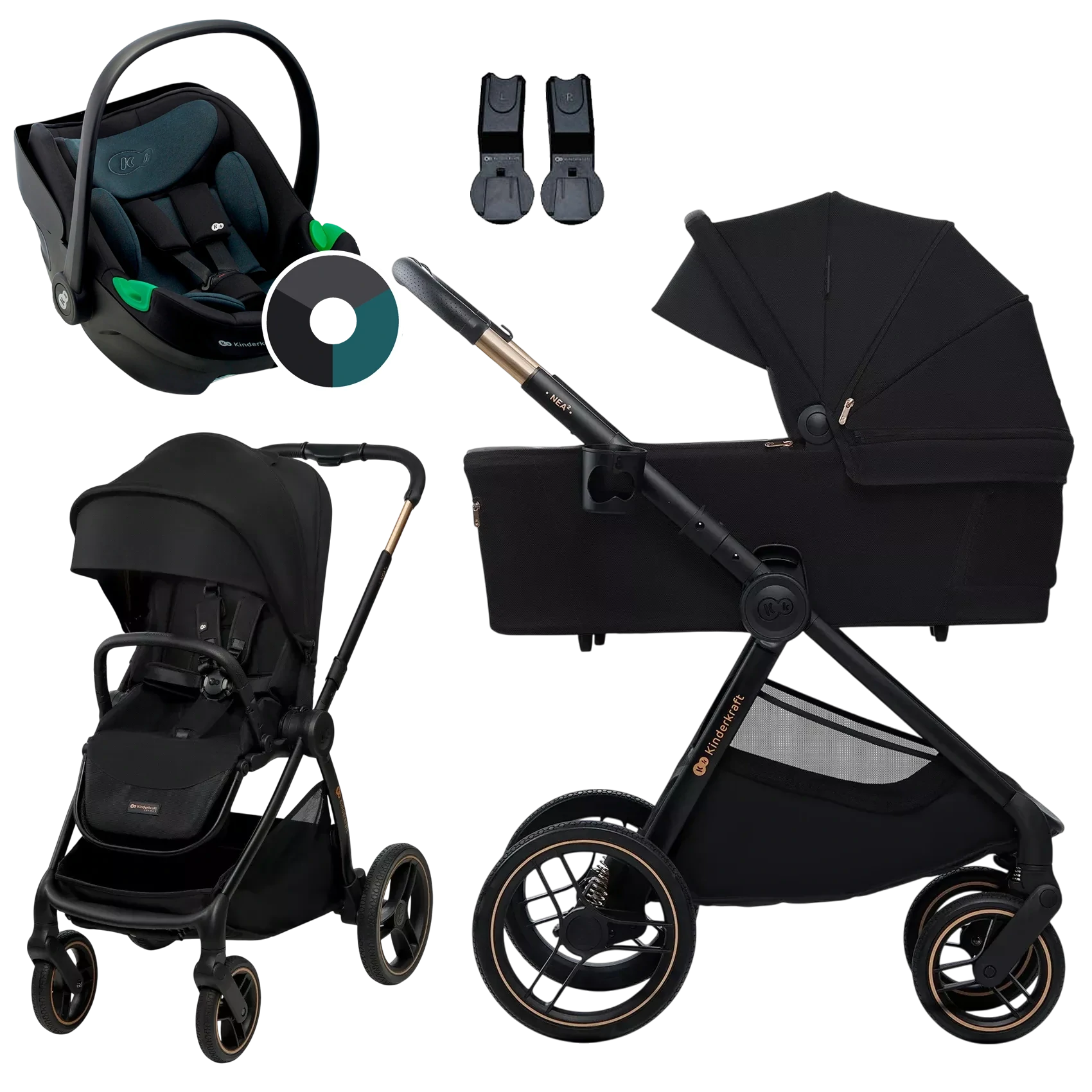 Kinderkraft Nea 2 + Kinderkraft i-Care +GRATIS - 3w1 | Midnight Black