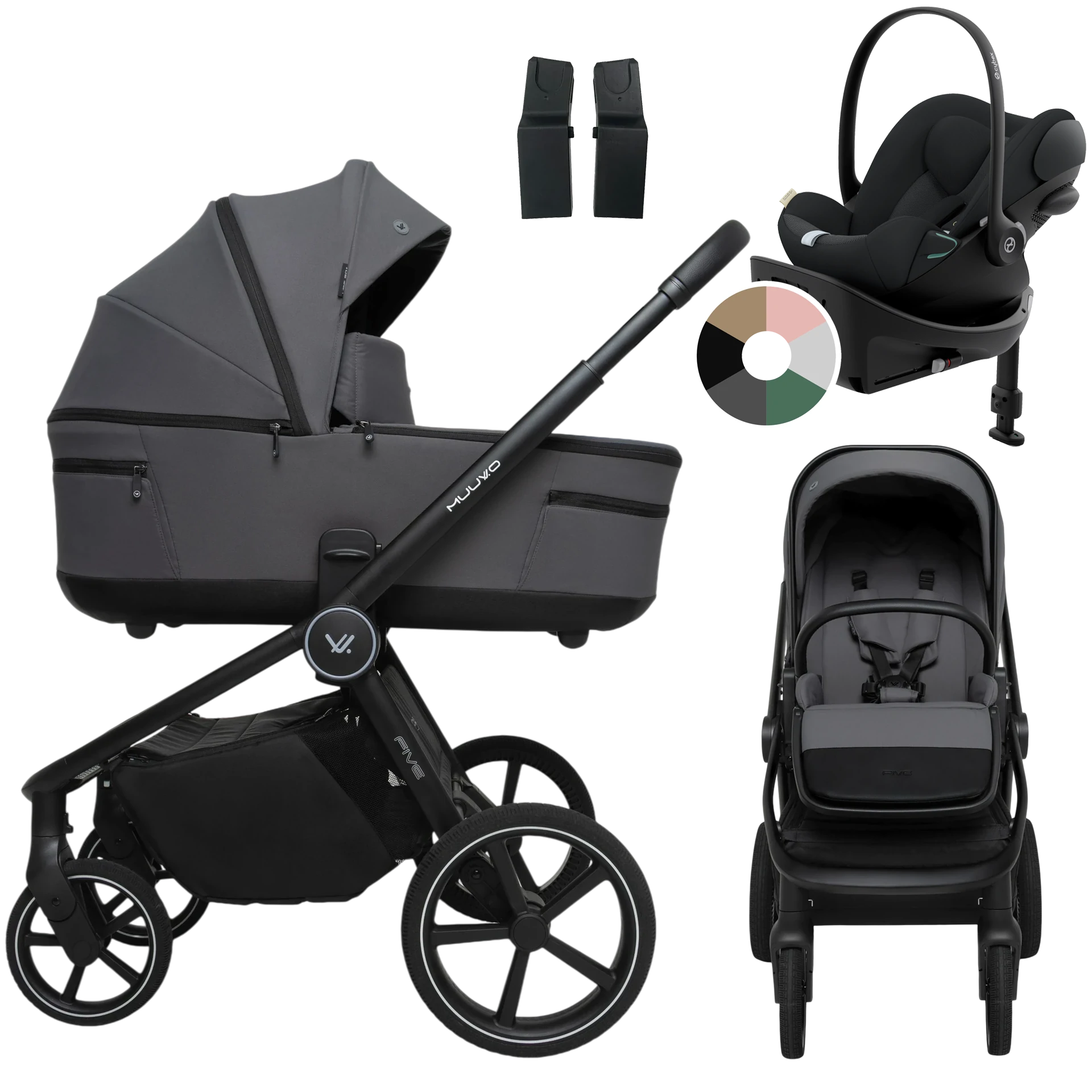 Muuvo Five + Cybex Cloud G + baza G +GRATIS - 4w1 | Iron Graphite