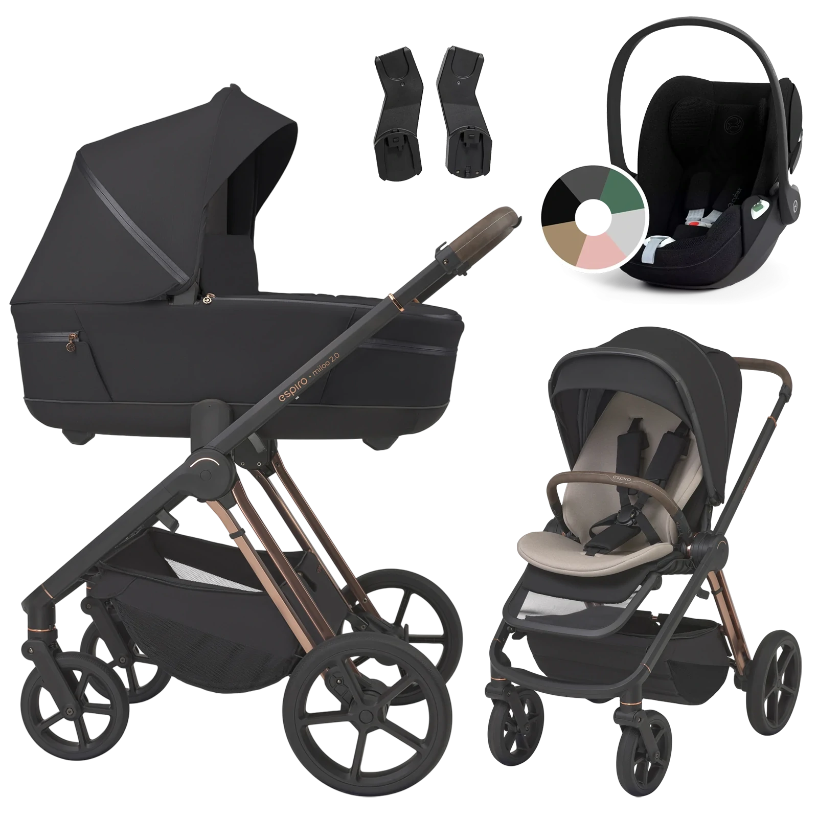 Espiro Miloo 2.0 + Cybex Cloud T i-Size +GRATIS - wózek 3w1 |  310 Diamond Black