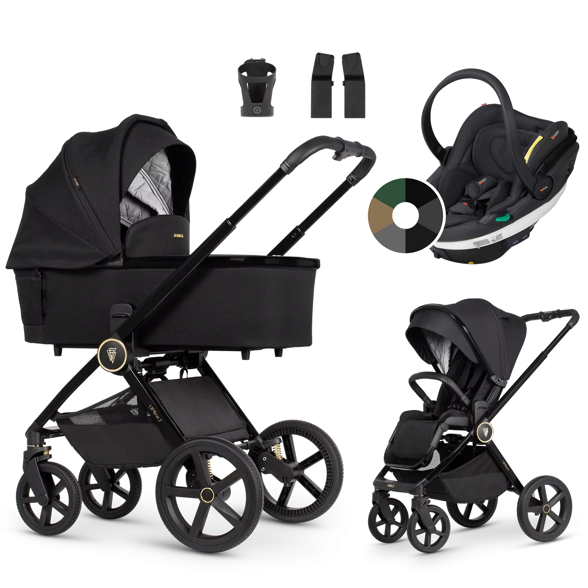 Venicci Upline 2 + BeSafe Go Beyond +AKCESORIA - 3w1 | All Black
