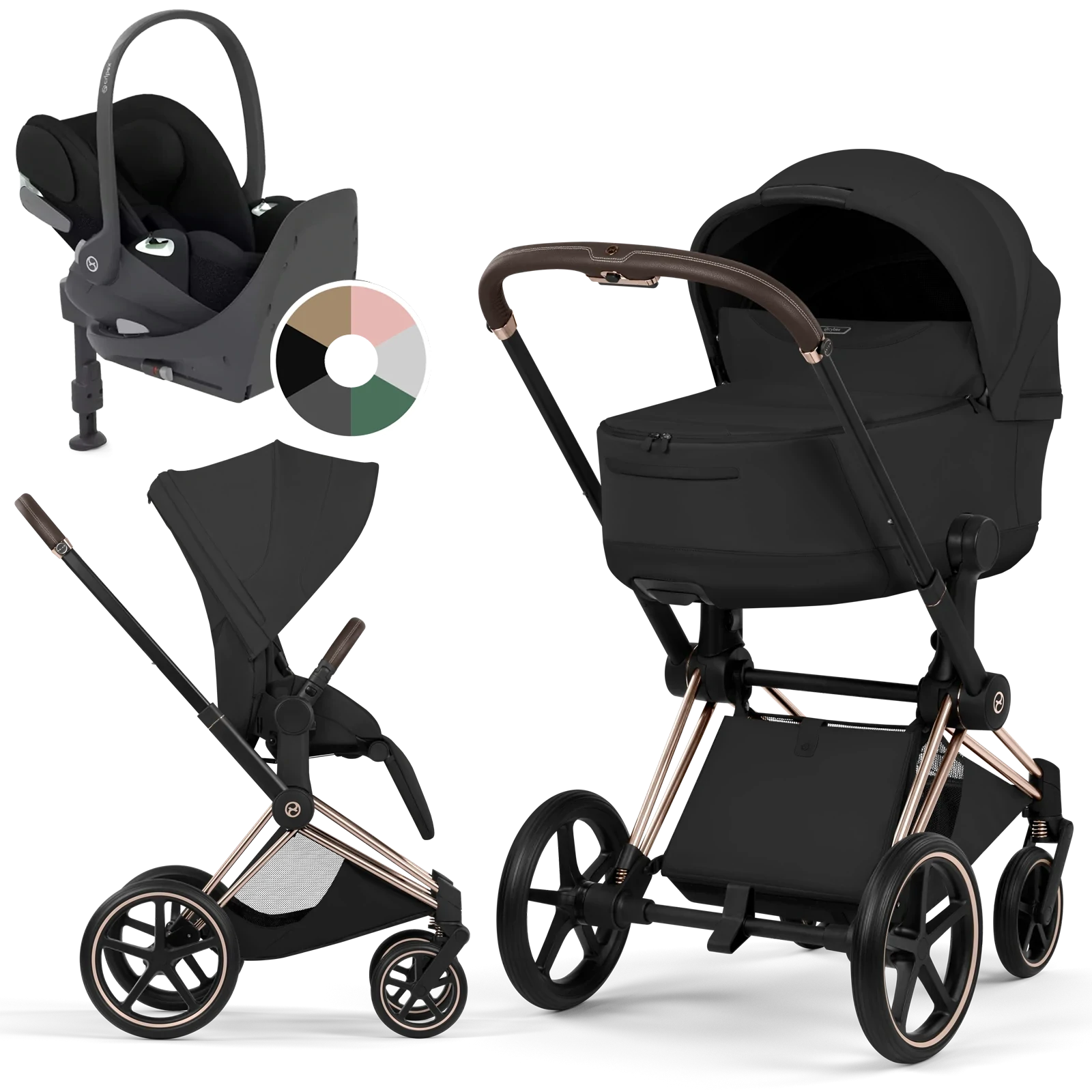 Cybex Priam 5.0 - wózek 4w1 | Sepia Black - Rosegold (Style)