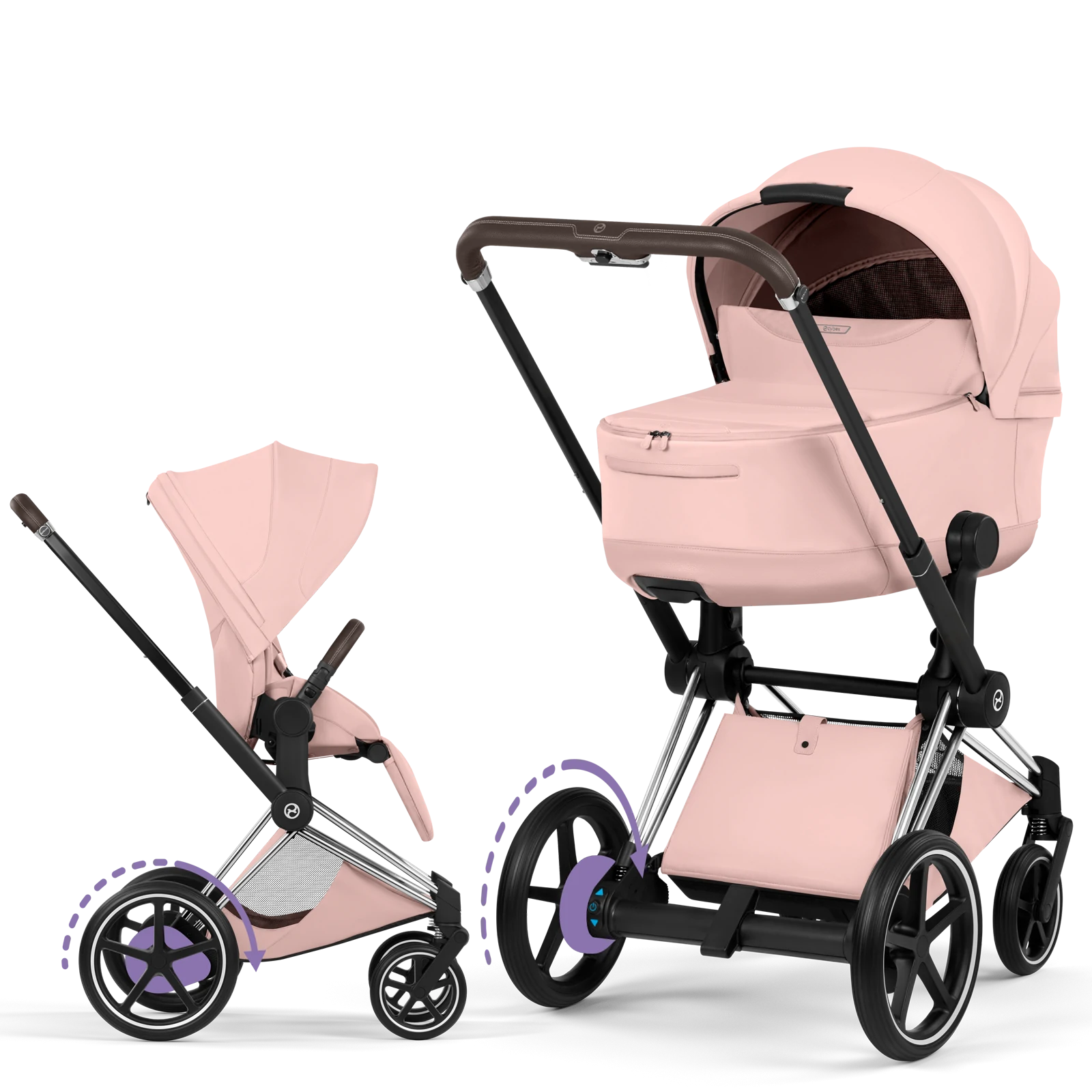 Cybex e-Priam 5.0 - wózek 2w1 | Peach Pink - Chrome (Style)