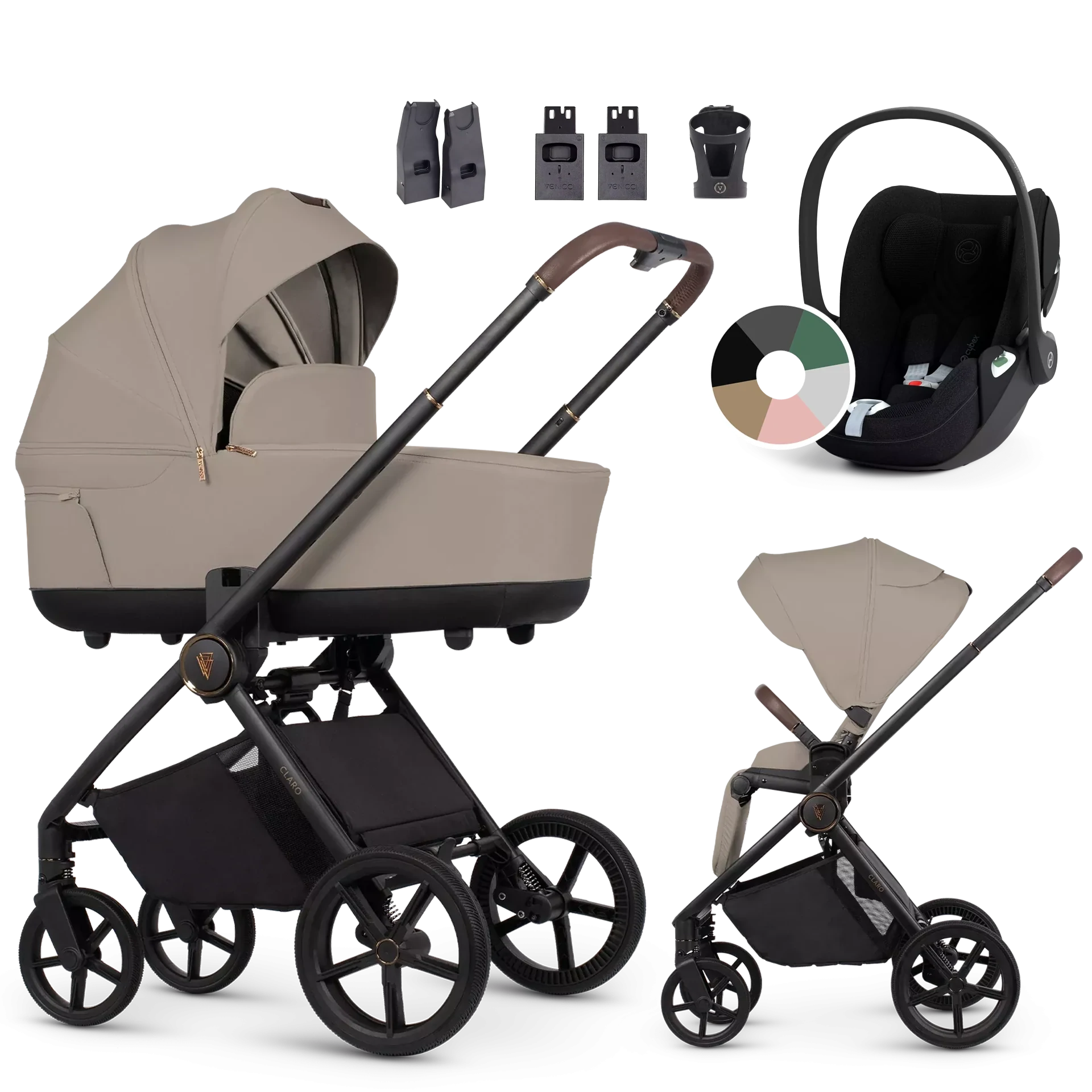 Venicci Claro + Cybex Cloud T i-Size +AKCESORIA - 3w1 | Vanilla