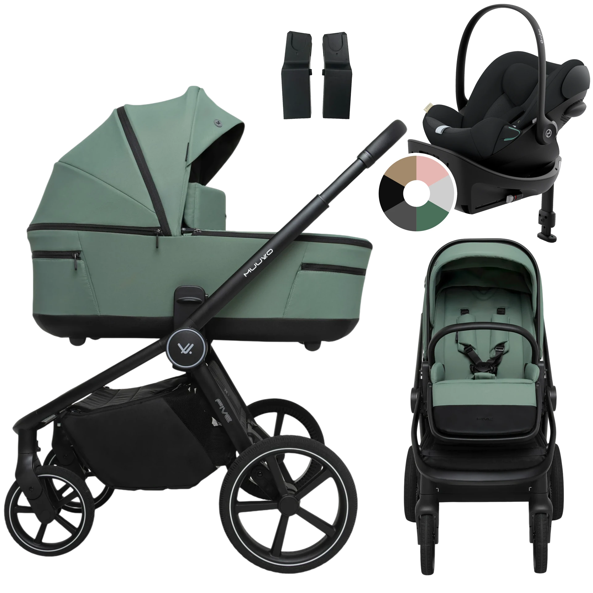 Muuvo Five + Cybex Cloud G + baza G +GRATIS - 4w1 | Pine Green