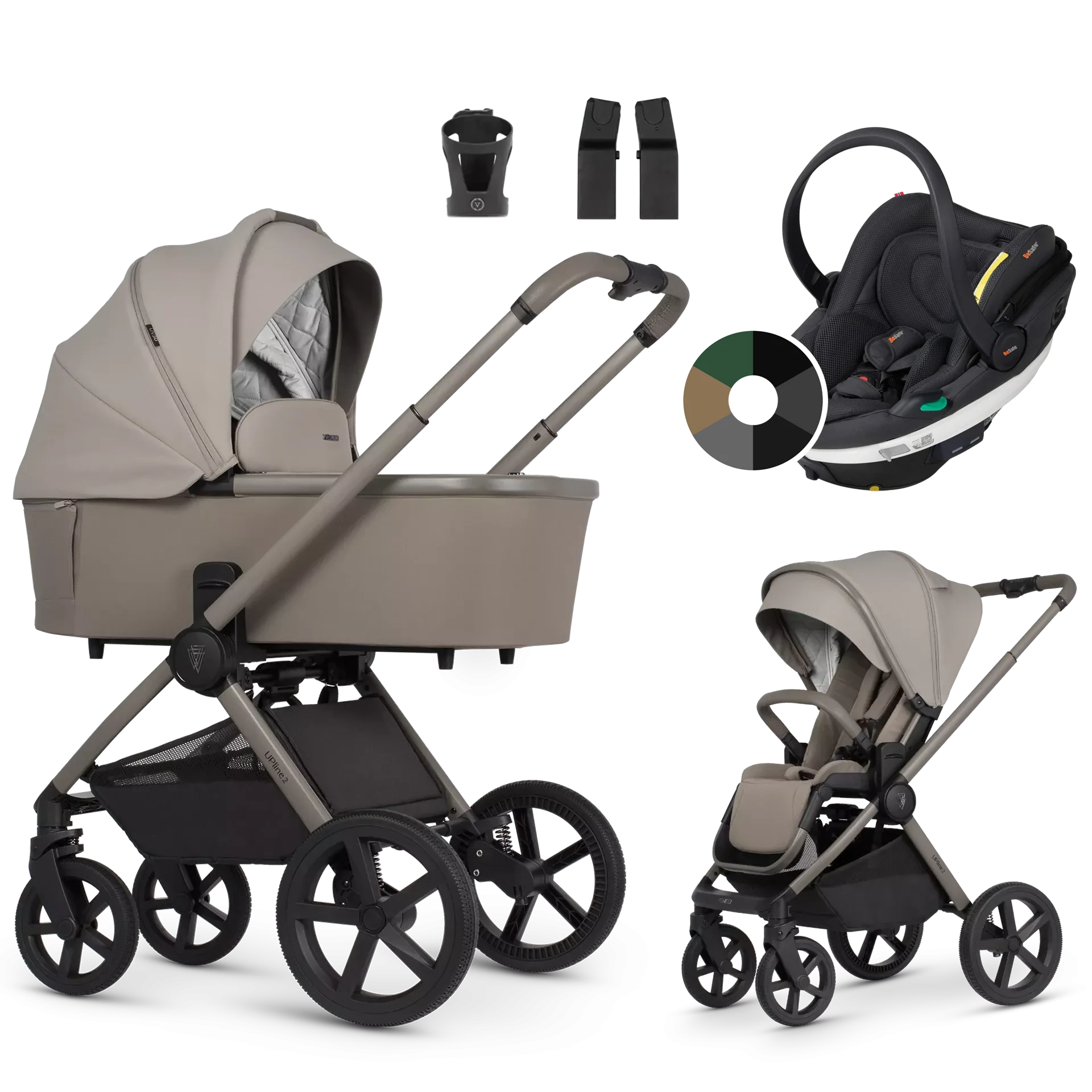 Venicci Upline 2 + BeSafe Go Beyond +AKCESORIA - 3w1 | Taupe
