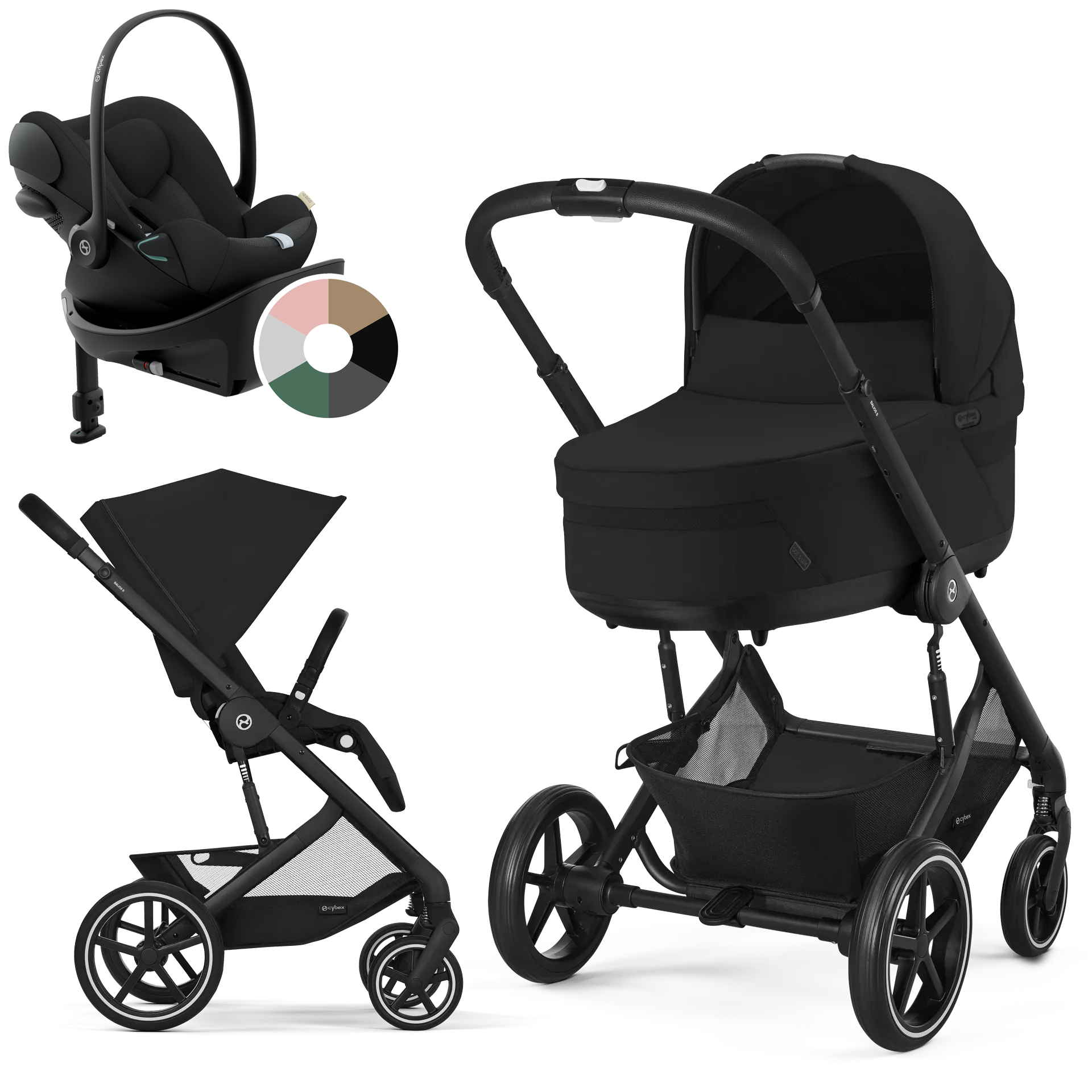 Cybex Balios S Lux + Cybex Cloud G + baza G - 4w1 | Moon Black