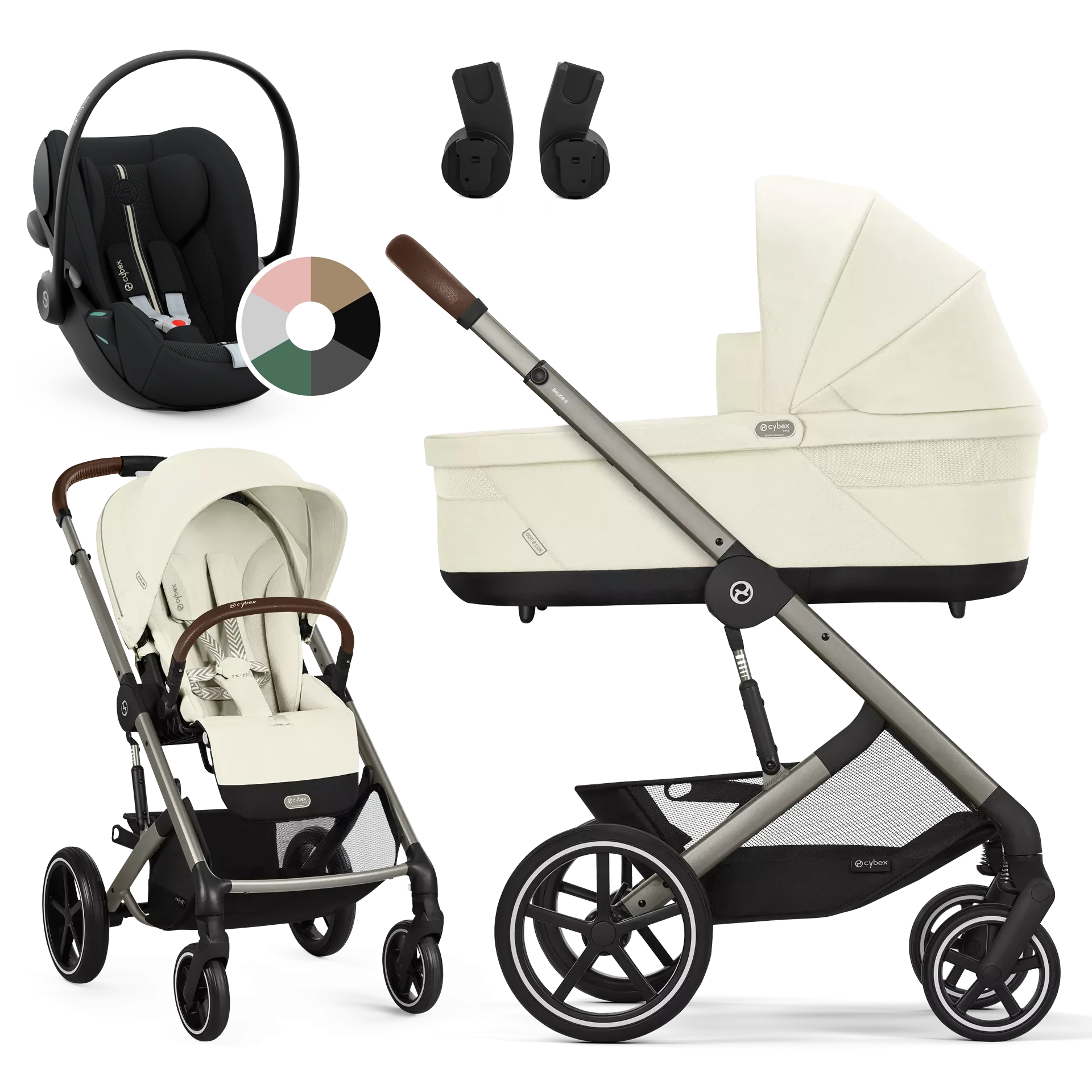 Cybex Balios S Lux + Cybex Cloud G i-Size - wózek 3w1 | Seashell Beige
